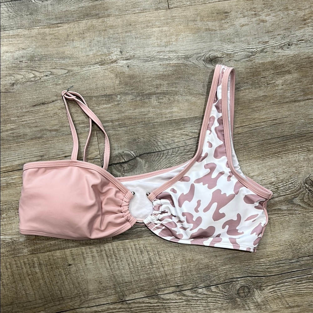 Pink and White Camouflage Bikini Top